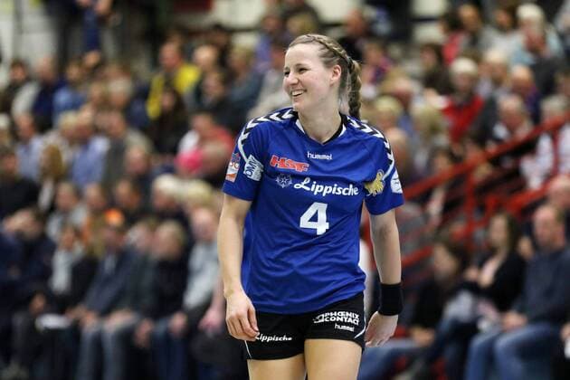 Joy at Gisa Klaunig HSG Blomberg Lippe 4 HSG Blomberg Lippe vs Neckarsulmer Sport Union Handball 1 Women Bundesliga 24 02 2018 Blomberg Copyright: xEIBNER JanxStrohdiekx EP_JSK