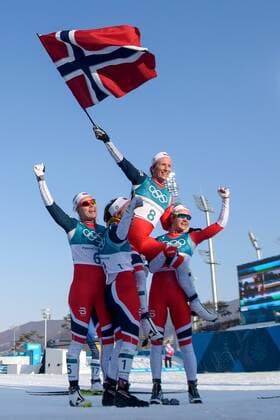 PyeongChang 2018 - Highlights der Olympischen Spiele 180225 Marit Björgen of Norway celebrates after the Women s Cross Country 30km Mass Start Classic during day sixteen of the 2018 Winter Olympics on February 25, 2018 in Pyeongchang. Photo: Carl Sandin BILDBYRN kod CS 57999_323 *** 180225 Marit Björgen of Norway celebrates after the Womens Cross Country 30km Mass Start Classic during day sixteen of the 2018 Winter Olympics on February 25, 2018 in Pyeongchang Photo Carl Sandin BILDBYR N Code CS 57999 323  Copyright: CARLxSANDIN BB180225CS038