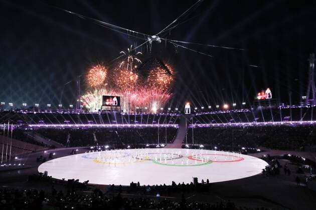 OLYMPICS - 2018 Winter Olympics PYEONGCHANG,SOUTH KOREA,25.FEB.18 - OLYMPICS - Olympic Winter games Winterspiele Spiele Summer games PyeongChang 2018, official closing ceremony. Image shows firework. GEPAxpictures xChristianxWalgram