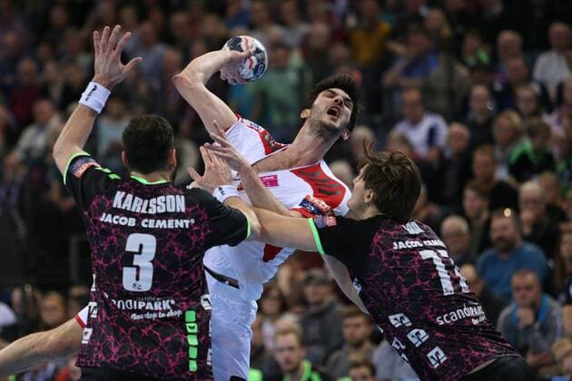 SG Flensburg Handewitt Telekom Veszprem HC EHF Champions League Flensburg 25 02 18 Flensburg 25 02 18 Sport Handball VELUX EHF Champions League Season 2017 2018 Group Stage SG Flensburg Handewitt Telekom Veszprem HC Petar Nenadic Telekom Veszprem HC 34 Magnus Roed SG Flensburg Handewitt 77 Tobias Karlsson SG Flensburg Handewitt 03 xmmkx