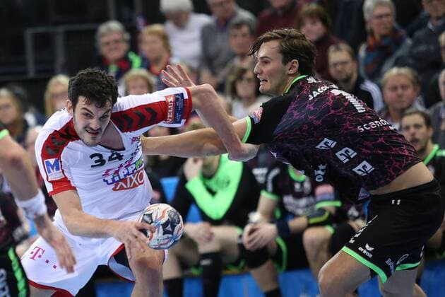 SG Flensburg Handewitt Telekom Veszprem HC EHF Champions League Flensburg 25 02 18 Flensburg 25 02 18 Sport Handball VELUX EHF Champions League Season 2017 2018 Group Stage SG Flensburg Handewitt Telekom Veszprem HC Petar Nenadic Telekom Veszprem HC 34 Magnus Roed SG Flensburg Handewitt 77 xmmkx