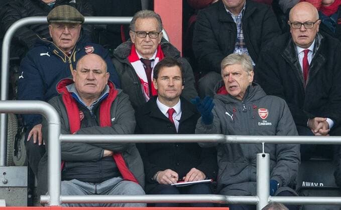 Arsenal Manager Arsene Wenger with Coach Jens Lehmann during the Premier League match between Bournemouth and Arsenal at the Goldsands Stadium, Bournemouth, England on 14 January 2018. Copyright: xAndyxRowlandx PMI-1750