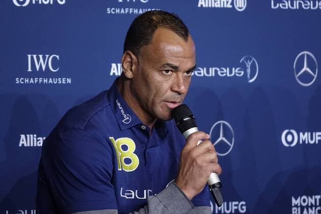Marcos Evangelista de Moraes short Cafu former Brazilian football player was in 1994 and 2002 as captain of the Brazilian national team world champion Academy Member Laureus at the Laureus Awards 2018 in the Principality of Monaco