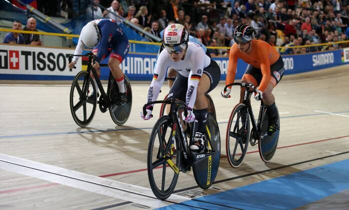 UCI 2018 Track Cycling World Championships 2018 Apeldoorn NED 04 03 2018 xmdx Womens Keirin second round Women Keirin second round Kristina VOGEL GER Germany Germany qualify for the 2018 Final Track Cycling World Championships