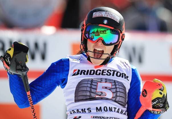 Bilder des Tages - SPORT ALPINE SKIING - FIS WC Crans-Montana CRANS-MONTANA,SWITZERLAND,04.MAR.18 - ALPINE SKIING - FIS World Cup, Alpine Combined, ladies, Slalom. Image shows the rejoicing of Federica Brignone (ITA). GEPAxpictures xMarioxBuehner
