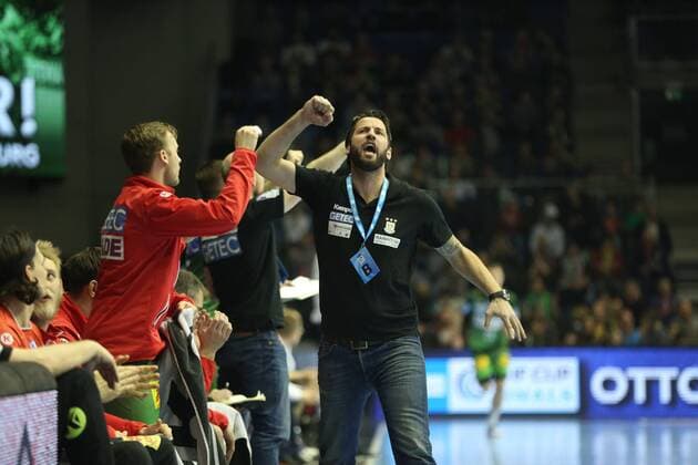 04 03 2018 xcsx Handball EHF Cup SC Magdeburg Tatran Presov emspor v 1 Bennet Wiegert SC Magdeburg celebrates after scoring his team Magdeburg