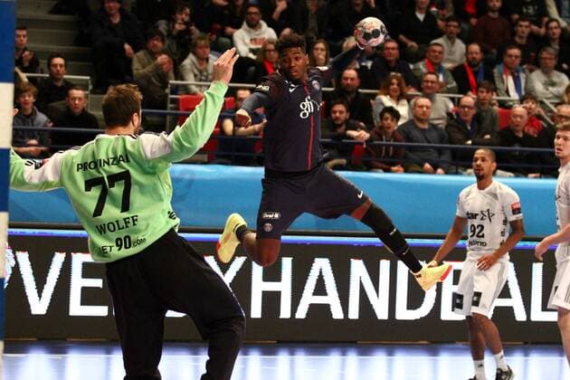 Benoit Kounkoud (Paris) HANDBALL : Velux EHF Champions League - 14eme journee - Paris Saint-Germain Handball vs THW Kiel - 04 03 2018 KevinDomas Panoramic 