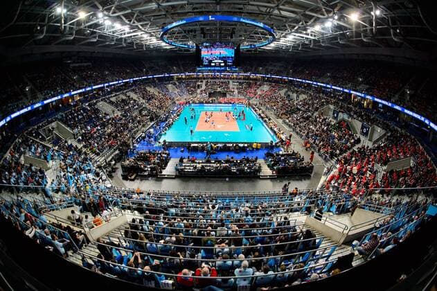 04 03 2018 SAP Arena Mannheim Volleyball DVV Cup Final VfB Friedrichshafen vs Volleyball Bisons Bühl Buehl Overview Overview SAP Arena Mannheim