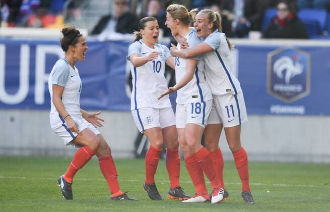 March 4, 2018 - Harrison, NJ, USA - Harrison, N.J. - Sunday March 04, 2018: England celebrates their goall during a 2018 SheBelieves Cup match between the women s national teams of the Germany (GER) and England (ENG) at Red Bull Arena. England celebrates their goal - ZUMAt139 20180304_zaa_t139_124 Copyright: xBradxSmithx