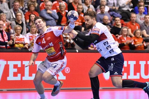 Aalborg Handbold SG Flensburg Handewitt EHF Champions League Aalborg 04 03 18 Aalborg 04 03 18 Sport Handball VELUX EHF Champions League Season 2017 2018 Group Stage Aalborg Handbold SG Flensburg Handewitt Patrick Wiesmach Aalborg Handboll 04 Thomas Mogensen SG Flensburg Handewitt 10 xmmkx