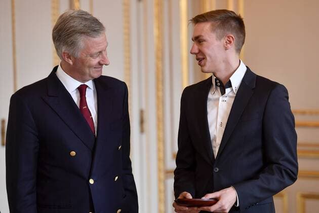 King Philippe - Filip of Belgium and Belgian speed skater Bart Swings pictured during an Audience at the Royal Palace in Brussels, Monday 05 March 2018. Two weeks ago Belgian speed skater Swings won a silver medal in the men s mass start Speed skating Eisschnelllauf event at the XXIII Olympic Winter games Winterspiele Spiele Summer games in Pyeongchang County, South Korea. DIRKxWAEM  x05307821x
