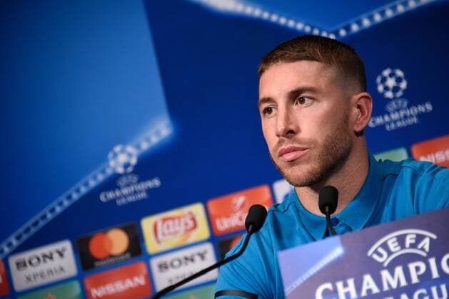 Sergio Ramos ( Real Madrid ) FOOTBALL : Conference de presse du Real Madrid - Ligue des Champions - Paris - 05 03 2018 FedericoPestellini Panoramic 