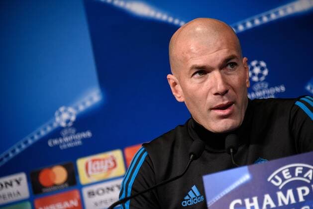 Zinedine Zidane ( entraineur Real Madrid ) FOOTBALL : Conference de presse du Real Madrid - Ligue des Champions - Paris - 05 03 2018 FedericoPestellini Panoramic 