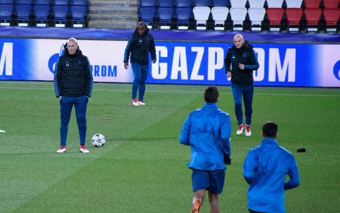 Zinedine Zidane ( entraineur Real Madrid ) FOOTBALL : Entrainement du Real Madrid - Ligue des Champions - Paris - 05 03 2018 FedericoPestellini Panoramic 