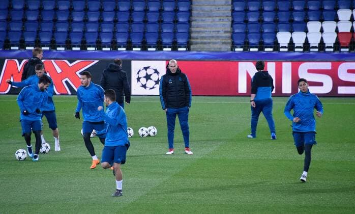 Zinedine Zidane ( entraineur Real Madrid ) FOOTBALL : Entrainement du Real Madrid - Ligue des Champions - Paris - 05 03 2018 FedericoPestellini Panoramic 
