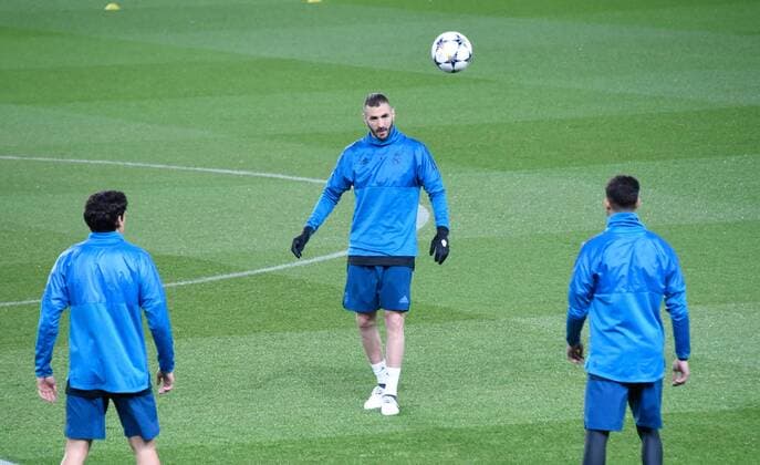 Karim Benzema ( Real Madrid ) FOOTBALL : Entrainement du Real Madrid - Ligue des Champions - Paris - 05 03 2018 FedericoPestellini Panoramic 