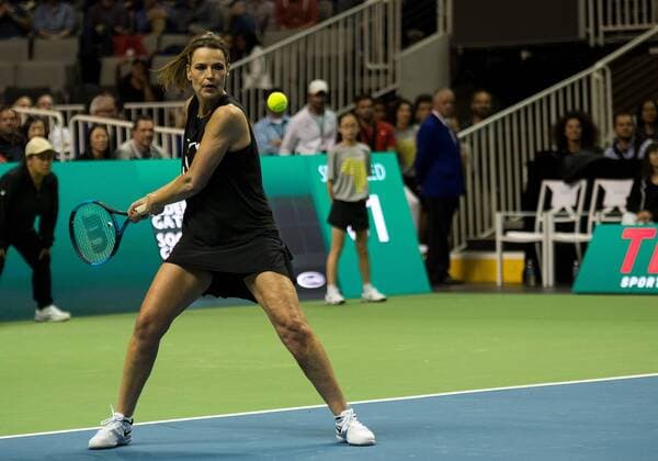 March 5, 2018 - San Jose, California, U.S - SAVANNAH GUTHRIE returns a serve during The Match For Africa 5 Silicon Valley The Match For Africa 5 Silicon Valley - ZUMAs179 20180305_zap_s179_008 Copyright: xRobertxSirotax