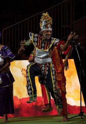 March 5, 2018 - San Jose, California, U.S - Before the match an African dance group performs for the crowd at The Match For Africa 5 Silicon Valley. The Match For Africa 5 Silicon Valley - ZUMAs179 20180305_zap_s179_039 Copyright: xRobertxSirotax