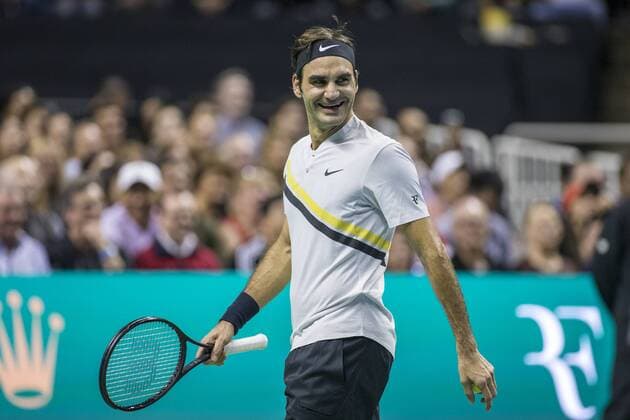March 05, 2018: Roger Federer (SUI) defeated Jack Sock (USA) 7-6 (9), 6-4 at The Match for Africa 5 Silicon Valley played at the SAP Center in San Jose, California. Â© TennisClix CSM Tennis 2018: The Match for Africa 5 Silicon Valley March 05 2018 - ZUMAc04_ 20180305_zaf_c04_040 Copyright: xMalxTaamx
