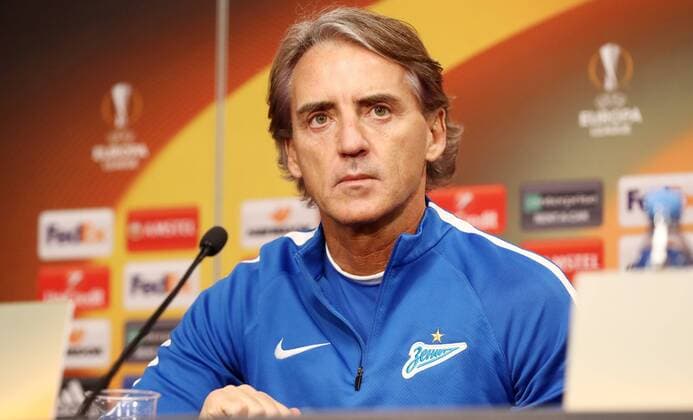 Zenit St Petersburg PK Euro League Leipzig 07 03 2018 Red Bull Arena Football UEFA Euro League PK on the eve of the Round of 16 RB Leipzig vs. FK Zenit St Petersburg Pictured coach Roberto Mancini Zenit St Petersburg