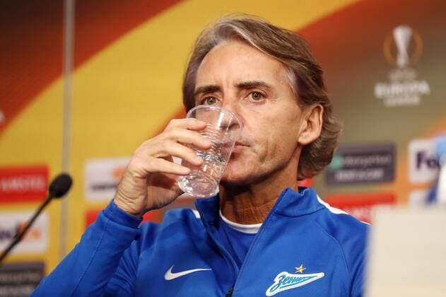 Zenit St Petersburg PK Euro League Leipzig 07 03 2018 Red Bull Arena Football UEFA Euro League PK on the eve of the Round of 16 RB Leipzig vs. FK Zenit St Petersburg Pictured coach Roberto Mancini Zenit St Petersburg