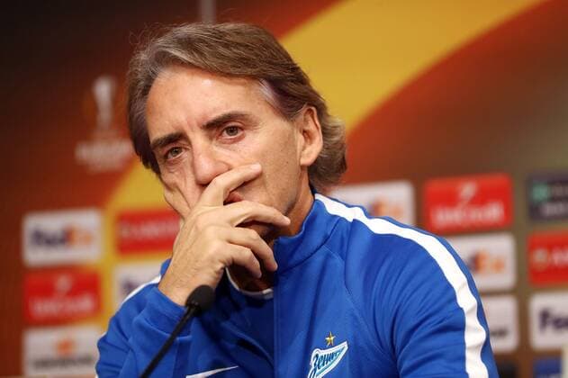 Zenit St Petersburg PK Euro League Leipzig 07 03 2018 Red Bull Arena Football UEFA Euro League PK on the eve of the Round of 16 RB Leipzig vs. FK Zenit St Petersburg Pictured coach Roberto Mancini Zenit St Petersburg
