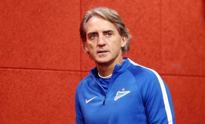 Zenit St Petersburg PK Euro League Leipzig 07 03 2018 Red Bull Arena Football UEFA Euro League PK on the eve of the Round of 16 RB Leipzig vs. FK Zenit St Petersburg Pictured coach Roberto Mancini Zenit St Petersburg