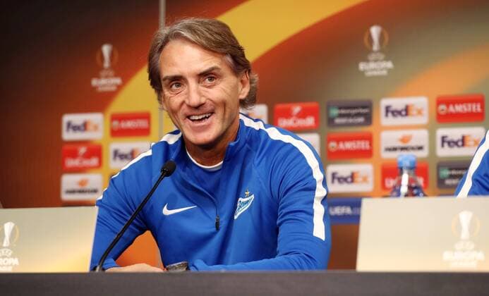 Zenit St Petersburg PK Euro League Leipzig 07 03 2018 Red Bull Arena Football UEFA Euro League PK on the eve of the Round of 16 RB Leipzig vs. FK Zenit St Petersburg Pictured coach Roberto Mancini Zenit St Petersburg