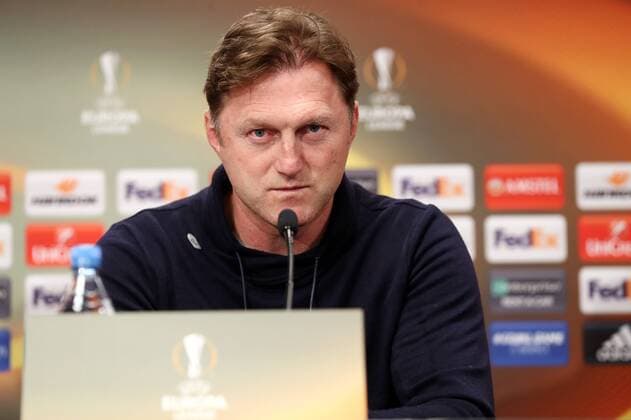 RB Leipzig PK Euro League Leipzig 07 03 2018 Red Bull Arena Soccer UEFA Euro League PK on the eve of the Round of 16 RB Leipzig vs. Zenit St Petersburg Picture Coach Ralph Hasenhüttl Hasenhuettl RB Leipzig