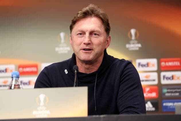 RB Leipzig PK Euro League Leipzig 07 03 2018 Red Bull Arena Soccer UEFA Euro League PK on the eve of the Round of 16 RB Leipzig vs. Zenit St Petersburg Picture Coach Ralph Hasenhüttl Hasenhuettl RB Leipzig