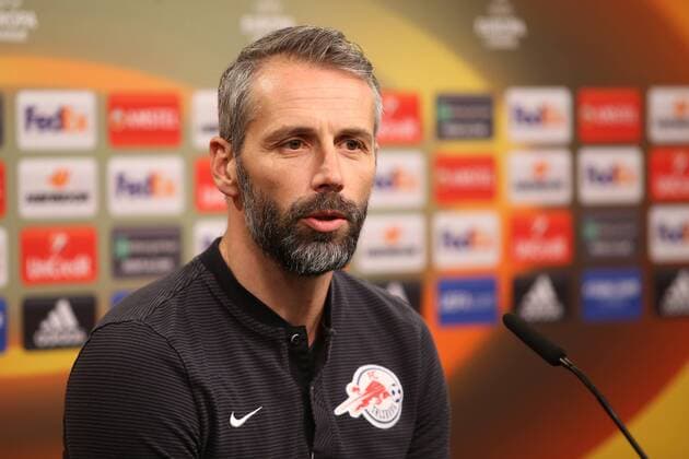 SOCCER - EL, Dortmund vs RBS DORTMUND,GERMANY,07.MAR.18 - SOCCER - UEFA Europa League, last sixteen, Borussia Dortmund vs Red Bull Salzburg, preview, press conference PK Pressekonferenz RBS. Image shows head coach Marco Rose (RBS). GEPAxpictures xMathiasxMandl