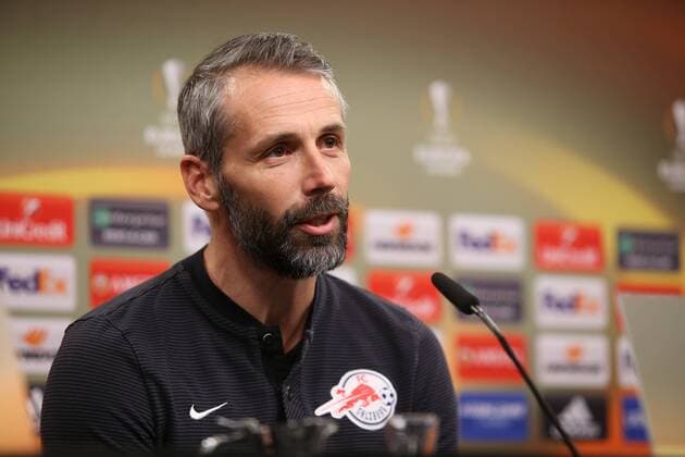 SOCCER - EL, Dortmund vs RBS DORTMUND,GERMANY,07.MAR.18 - SOCCER - UEFA Europa League, last sixteen, Borussia Dortmund vs Red Bull Salzburg, preview, press conference PK Pressekonferenz RBS. Image shows head coach Marco Rose (RBS). GEPAxpictures xMathiasxMandl