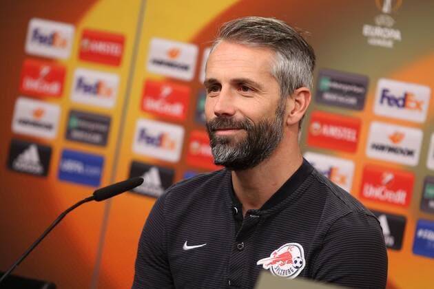 SOCCER - EL, Dortmund vs RBS DORTMUND,GERMANY,07.MAR.18 - SOCCER - UEFA Europa League, last sixteen, Borussia Dortmund vs Red Bull Salzburg, preview, press conference PK Pressekonferenz RBS. Image shows head coach Marco Rose (RBS). GEPAxpictures xMathiasxMandl