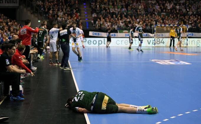 Handball DHB Pokal 07 03 2018 Berlin Max Schmeling Halle Quarterfinal Fuechse Füchse Berlin against SC Magdeburg Steffen FAETH FÄTH 23 Füchse VERLÜTTT