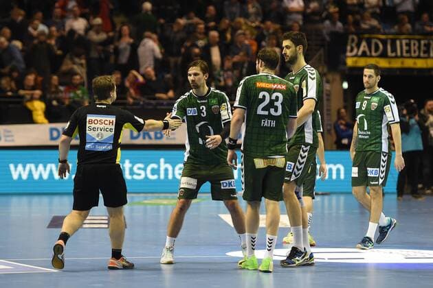 Handball Men DHB Cup Season 2017 18 Quarterfinal Füchse Berlin SC Magdeburg Disappointment after the final whistle Fabian Wiede No 3 Füchse Berlin Steffen Fäth No 23 Füchse Berlin Marko Kopliar No 35 Füchse Berlin Stipe Mandalinic No 9 Füchse Berlin 07 03 18 Copyright: xMichaelxHundtx xMatthiasxKochx