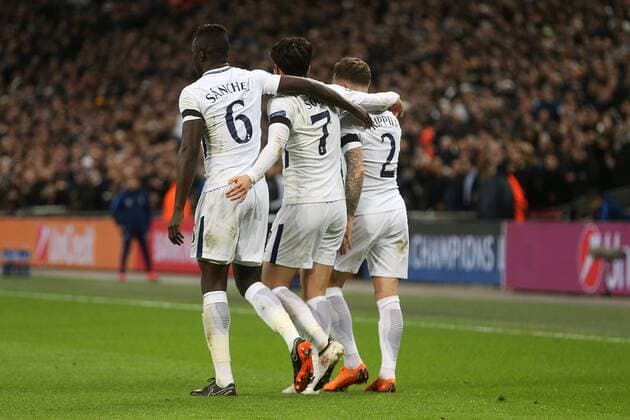 Tottenham Hotspur v Juventus UEFA Champions League Son Heung-Min of Tottenham Hotspur celebrates scoring his side?s 1st goal during the UEFA Champions League match at Wembley Stadium, London Content Not Available For UK Newspapers Copyright: xPaulxChestertonx FIL-11460-0020