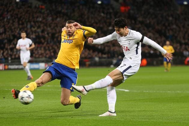 Tottenham Hotspur v Juventus UEFA Champions League Son Heung-Min of Tottenham Hotspur has a shot on goal during the UEFA Champions League match at Wembley Stadium, London Content Not Available For UK Newspapers Copyright: xPaulxChestertonx FIL-11460-0039
