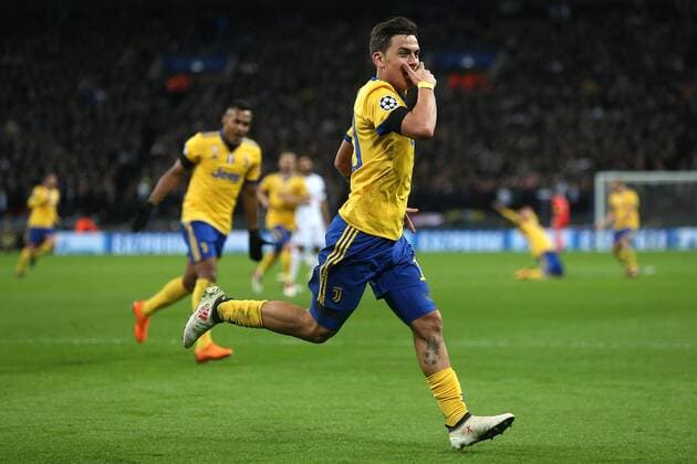 Tottenham Hotspur v Juventus UEFA Champions League Paulo Dybala of Juventus celebrates scoring his side?s 2nd goal during the UEFA Champions League match at Wembley Stadium, London Content Not Available For UK Newspapers Copyright: xPaulxChestertonx FIL-11460-0043