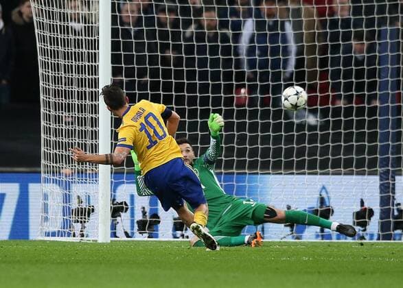 Bilder des Tages - SPORT 7th March 2018, Wembley Stadium, London England; UEFA Champions League football, round of 16, 2nd leg, Tottenham Hotspur versus Juventus; Paulo Dybala of Juventus scores his sides 2nd goal in the 66th minute to make it 2-1 past Goalkeeper Hugo Lloris of Tottenham Hotspur  ActionPlus11998993