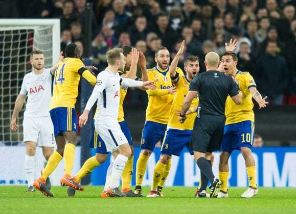 Juventus players during the UEFA Champions League match between Tottenham Hotspur and Juventus at Wembley Stadium, London, England on 7 March 2018. Copyright: xAndrewxAleksiejczukx PMI-1869-0013