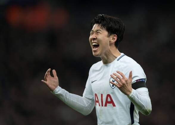 Son Heung-Min of Tottenham Hotspur celebrates scoring the opening goal during the UEFA Champions League round of 16 leg 2of2 match between Tottenham Hotspur and Juventus at Wembley Stadium, London, England on 7 March 2018. Copyright: xVincexMignottx PMI-1866-0010