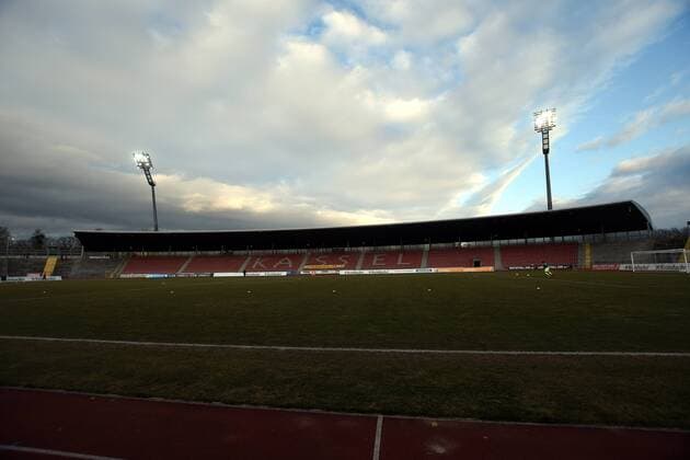 07 03 2018 xkhx Kassel Auestadion Regionalliga Süd Season 2017 2018 KSV Hessen Kassel vs. TSG Hoffenheim II U23 View of the empty grandstand in the Auestadion