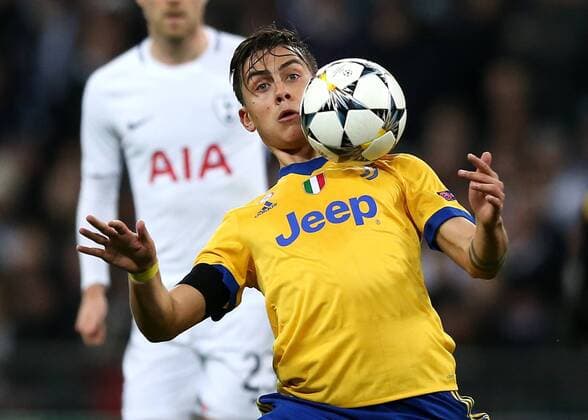 7th March 2018, Wembley Stadium, London England; UEFA Champions League football, round of 16, 2nd leg, Tottenham Hotspur versus Juventus; Paulo Dybala of Juventus controlling the ball on his chest  ActionPlus11998996
