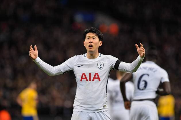 March 7, 2018 - London, United Kingdom - Son Heung-Min of Tottenham celebrates scoring first goal during the UEFA Champions League match between Tottenham Hotspur and Juventus at Wembley Stadium, London, England on 7 March 2018. Tottenham v Juventus - UEFA Champions League  - ZUMAn230 20180307_zaa_n230_226 Copyright: xGiuseppexMaffiax