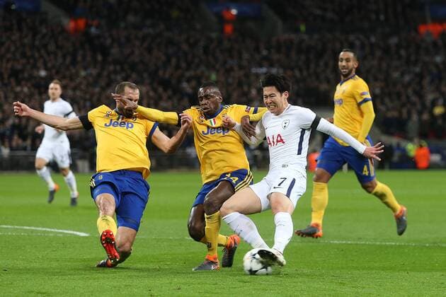 Tottenham Hotspur v Juventus UEFA Champions League Giorgio Chiellini of Juventus, Blaise Matuidi of Juventus and Son Heung-Min of Tottenham Hotspur in action during the UEFA Champions League match at Wembley Stadium, London Content Not Available For UK Newspapers Copyright: xPaulxChestertonx FIL-11460-0083