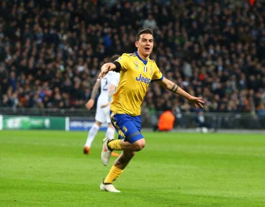 March 7, 2018 - London, England, United Kingdom - Paulo Dybala of Juventus FC celebrate the wining goal..during UEFA Champions League Round of 16 2nd Leg match Tottenham Hotspur against Juventus at Wembley Stadium on 07 March, 2018 Tottenham Hotspur v Juventus - UEFA Champions League Round of 16: Second Leg  - ZUMAn230 20180307_zaa_n230_303 Copyright: xKieranxGalvinx