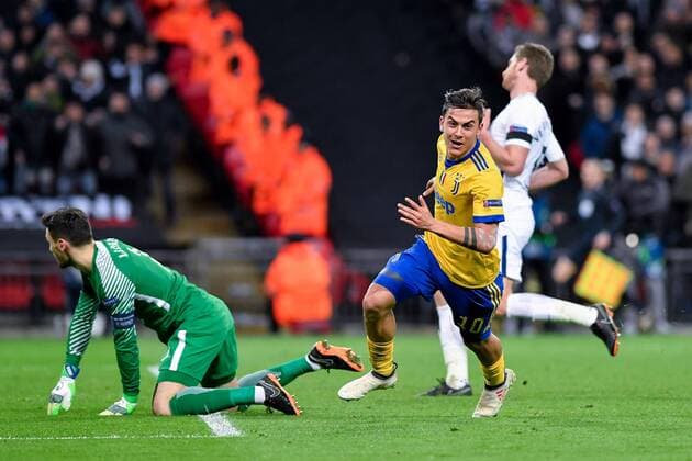 March 7, 2018 - London, United Kingdom - Paulo Dybala of Juventus celebrates scoring second goal during the UEFA Champions League match between Tottenham Hotspur and Juventus at Wembley Stadium, London, England on 7 March 2018. Tottenham v Juventus - UEFA Champions League  - ZUMAn230 20180307_zaa_n230_348 Copyright: xGiuseppexMaffiax