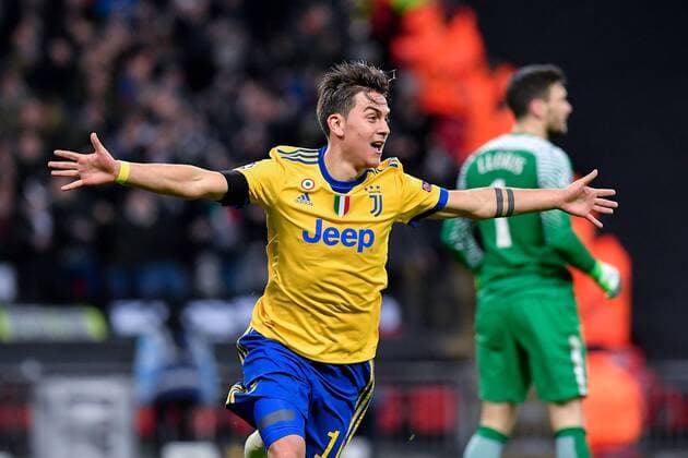 March 7, 2018 - London, United Kingdom - Paulo Dybala of Juventus celebrates scoring second goal during the UEFA Champions League match between Tottenham Hotspur and Juventus at Wembley Stadium, London, England on 7 March 2018. Tottenham v Juventus - UEFA Champions League  - ZUMAn230 20180307_zaa_n230_346 Copyright: xGiuseppexMaffiax