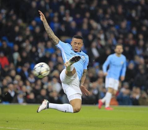 7th March 2018, Etihad Stadium, Manchester, England; UEFA Champions League football, round of 16, 2nd leg, Manchester City versus FC Basel; Gabriel Jesus of Manchester City tries to block a clearance from Tomas Vaclik of Basel  ActionPlus11999055