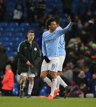 7th March 2018, Etihad Stadium, Manchester, England; UEFA Champions League football, round of 16, 2nd leg, Manchester City versus FC Basel; Leroy Sane of Manchester City applauds the fans at the end of the game  ActionPlus11999057